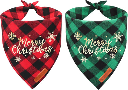 2 Pack Christmas Dog Bandana