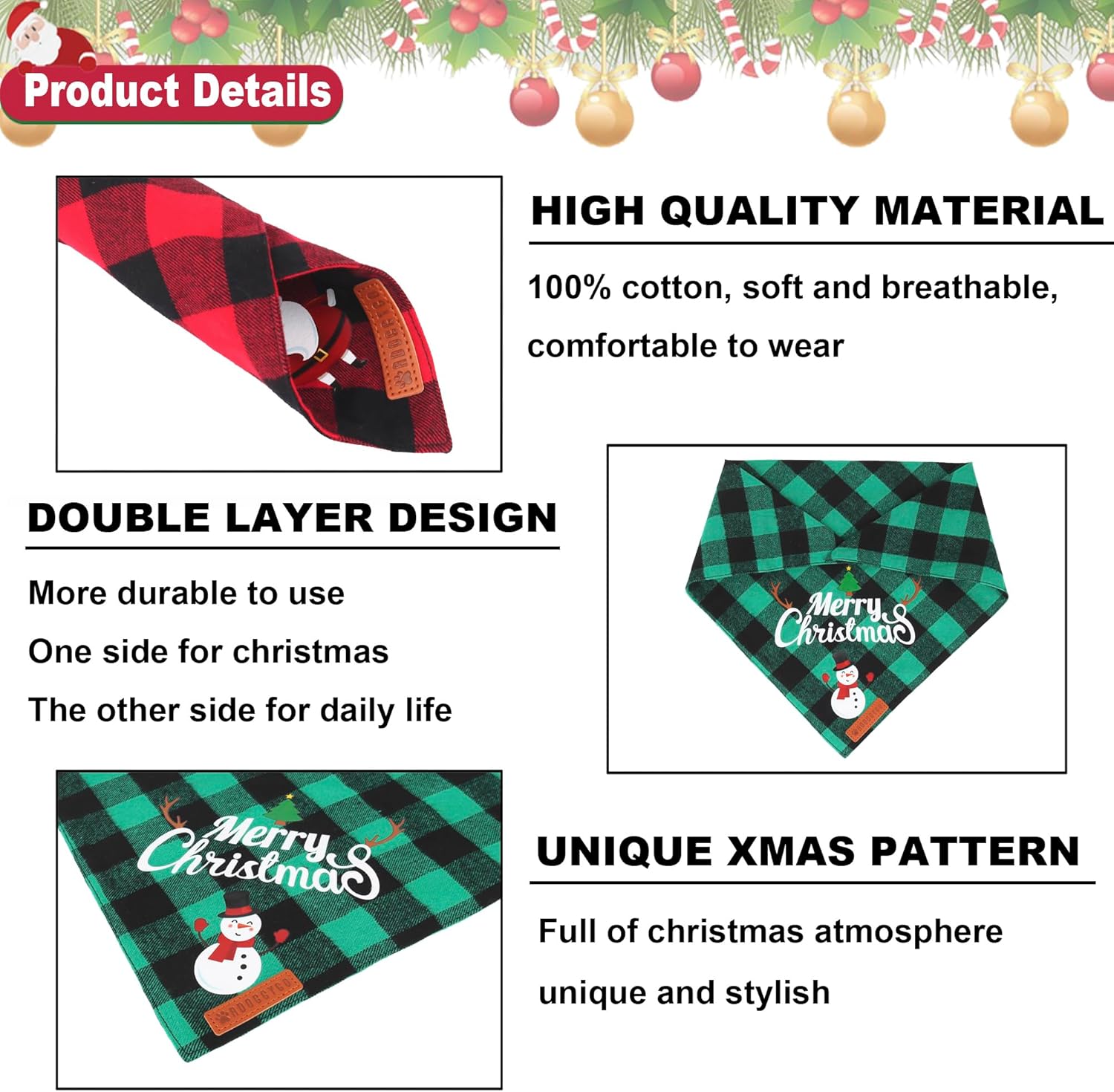 2 Pack Christmas Dog Bandana