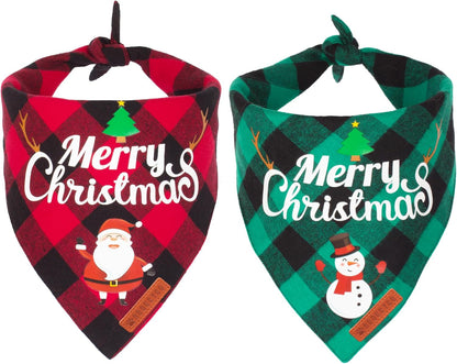 2 Pack Christmas Dog Bandana